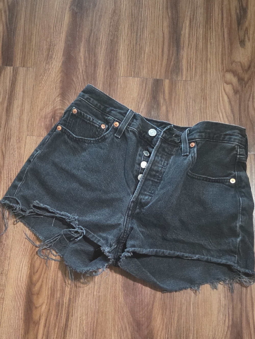 High-Waist Black Denim Cutoff Shorts
